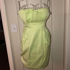 Green strapless dress